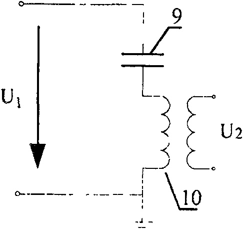 Electronic veltage transformer of capacitor or resistance series hollow coil