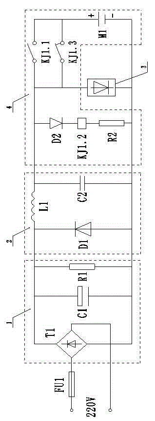 Drive circuit with emergency power supply for fluorescent lamp for tree growth