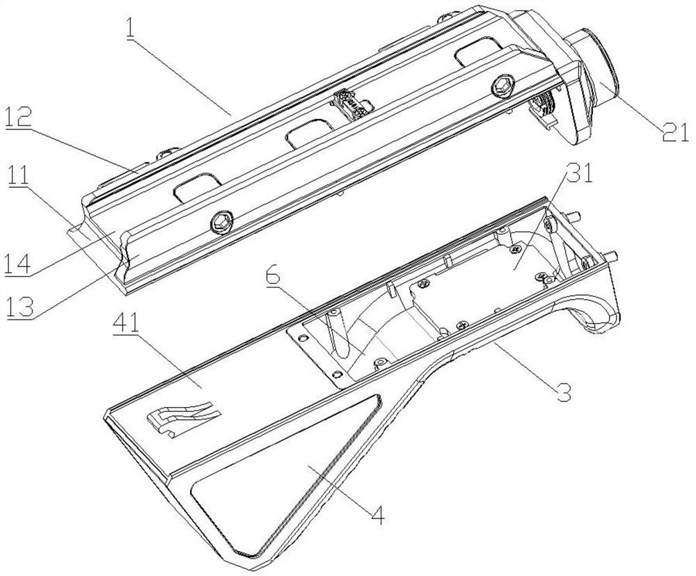 Grip gun lamp convenient to control switch and long gun