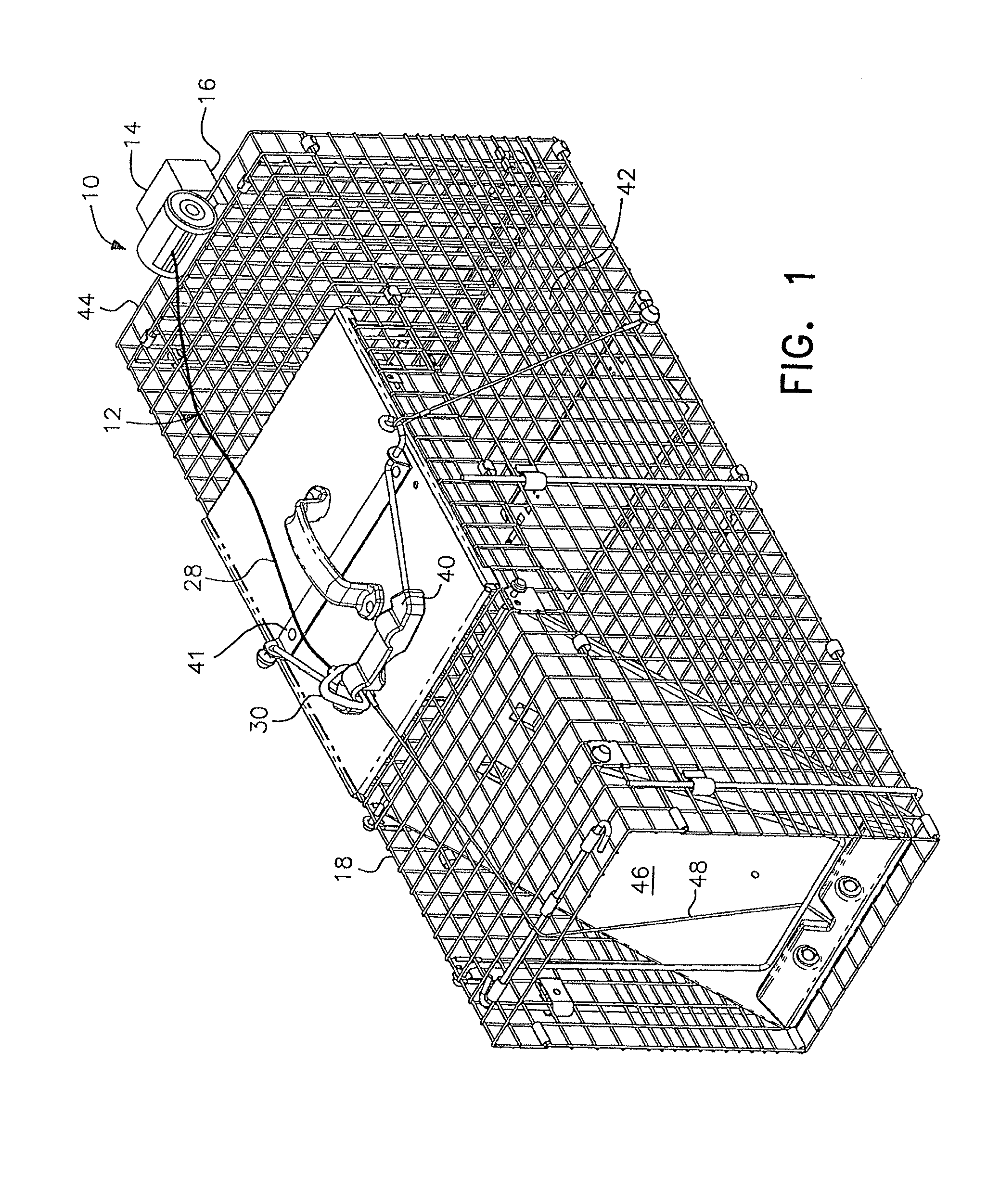 Remote-controlled cage trap door-opening mechanism