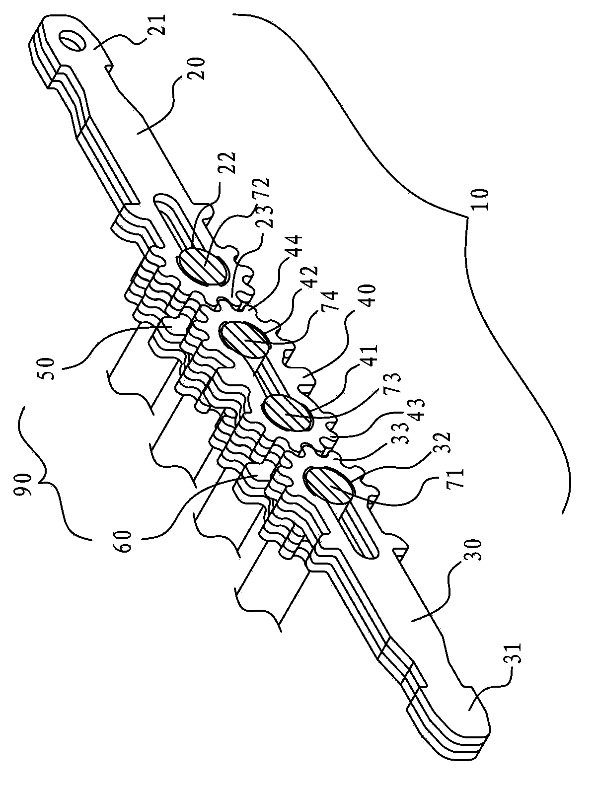 Insert-assembling type multi-section rotating shaft structure