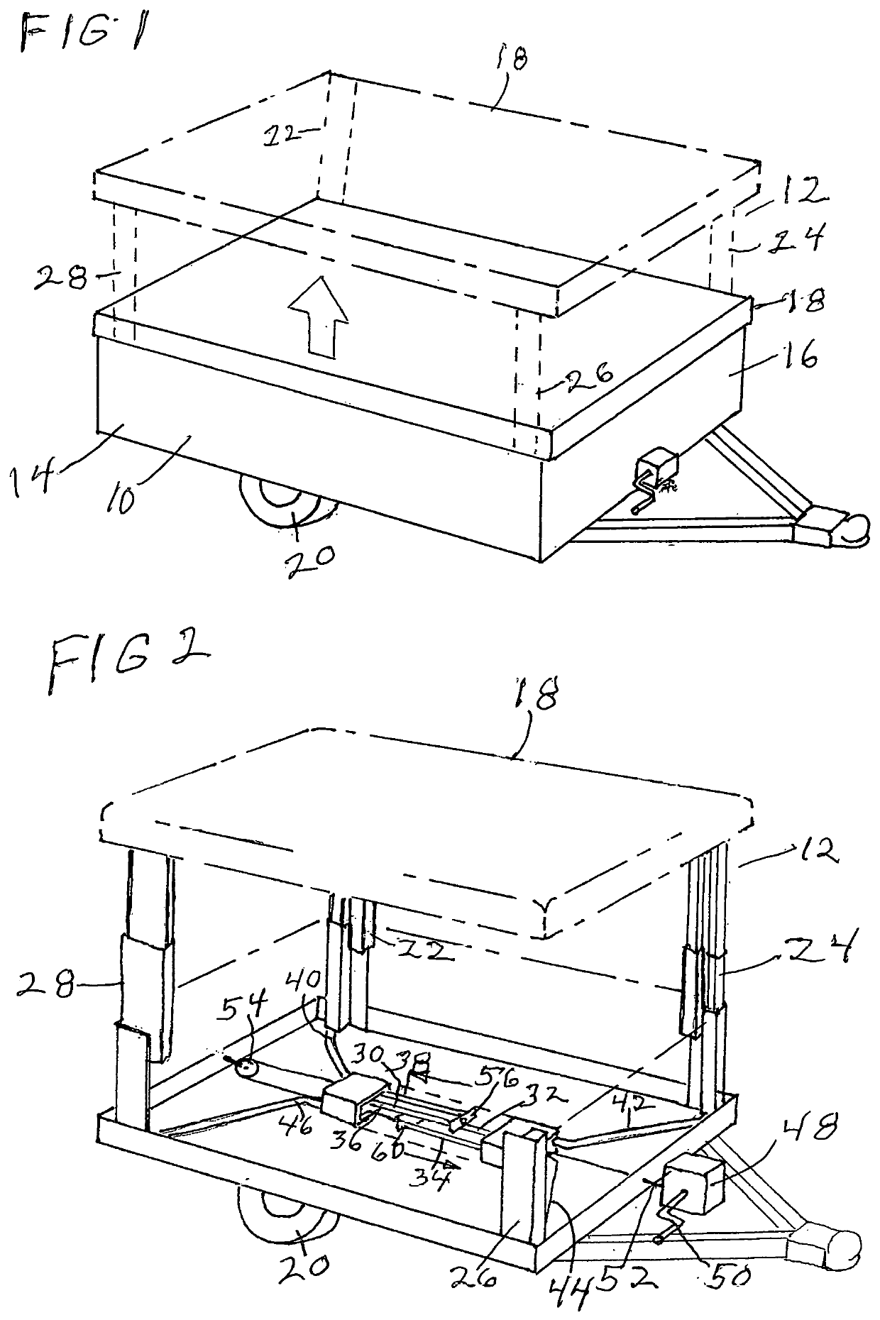 Camping trailer lift with new and novel posts or jacks