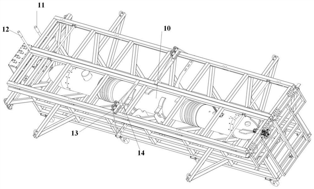 A deploying and recovering device for a multi-joint submersible