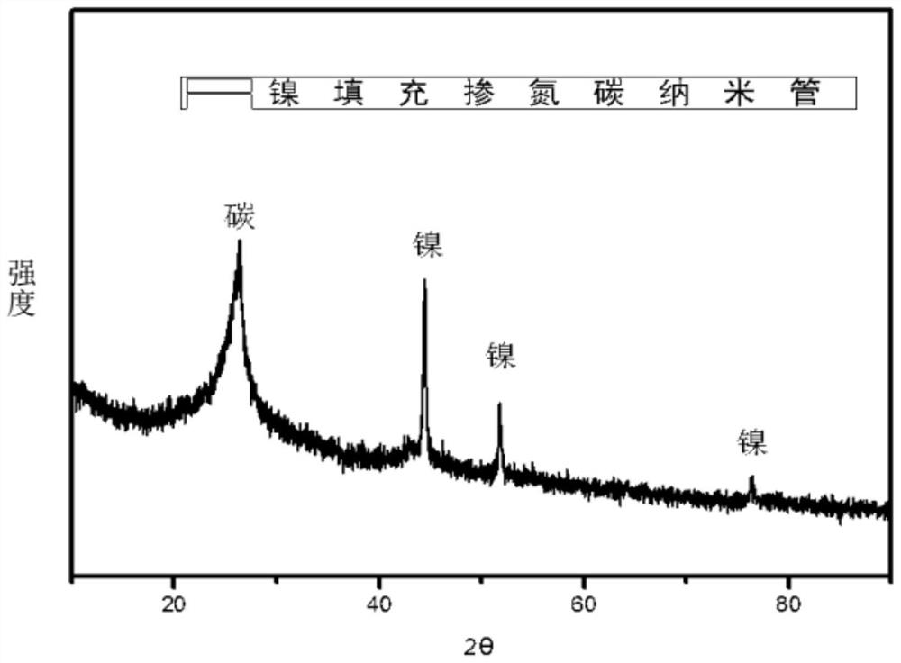 Nitrogen-doped carbon nanotubes filled with nickel and its preparation method and application