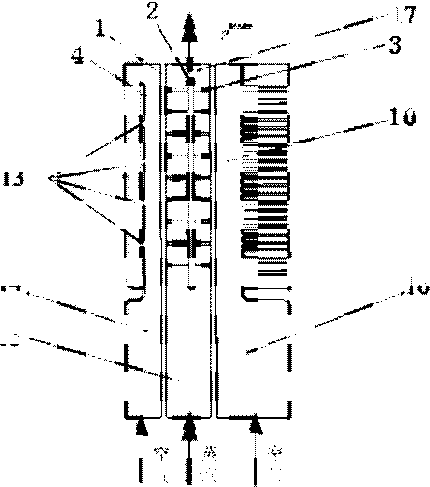 Heavy-type combustion engine high-temperature turbine double-medium cooling blade