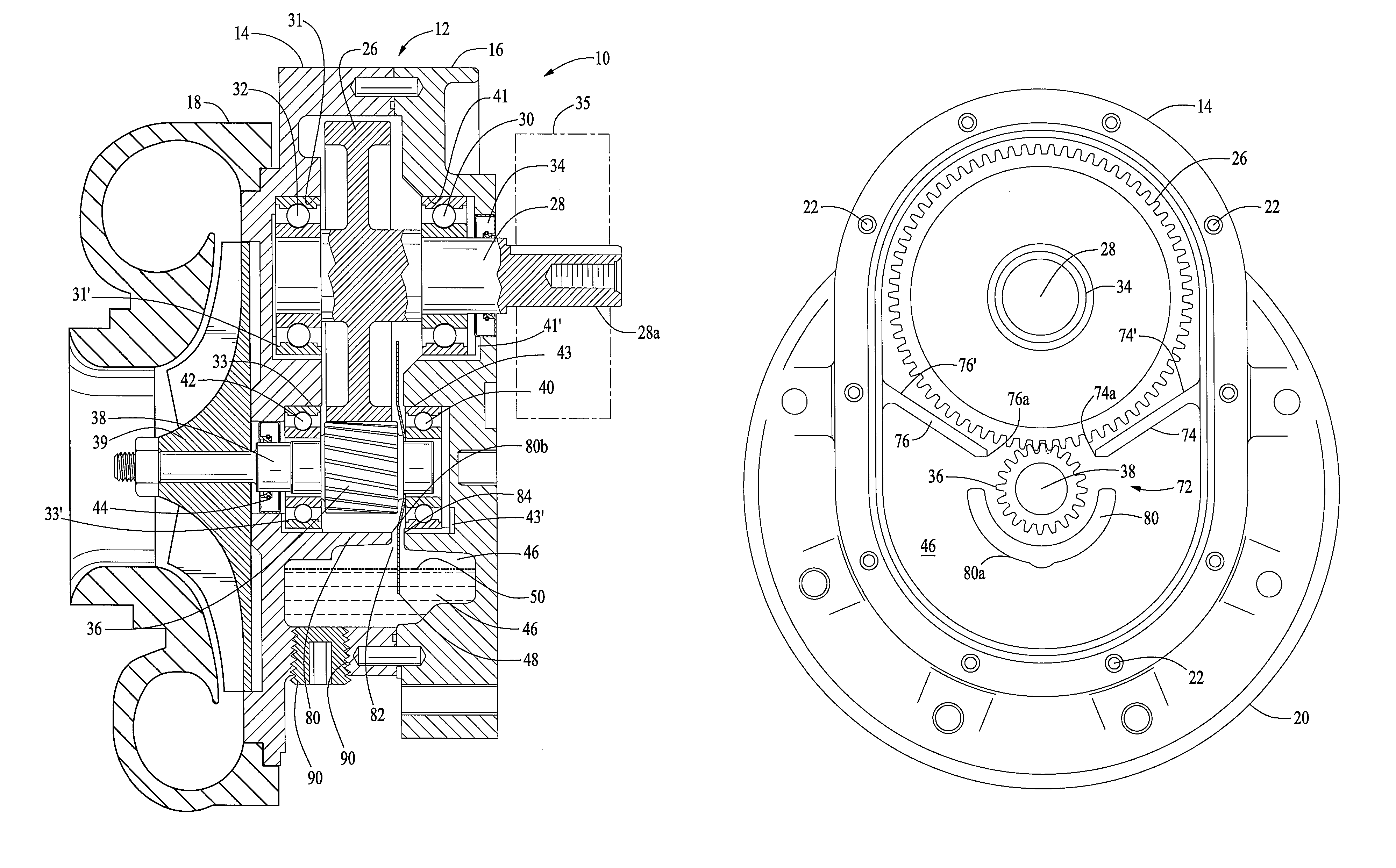 Supercharger with oil slinger and baffles