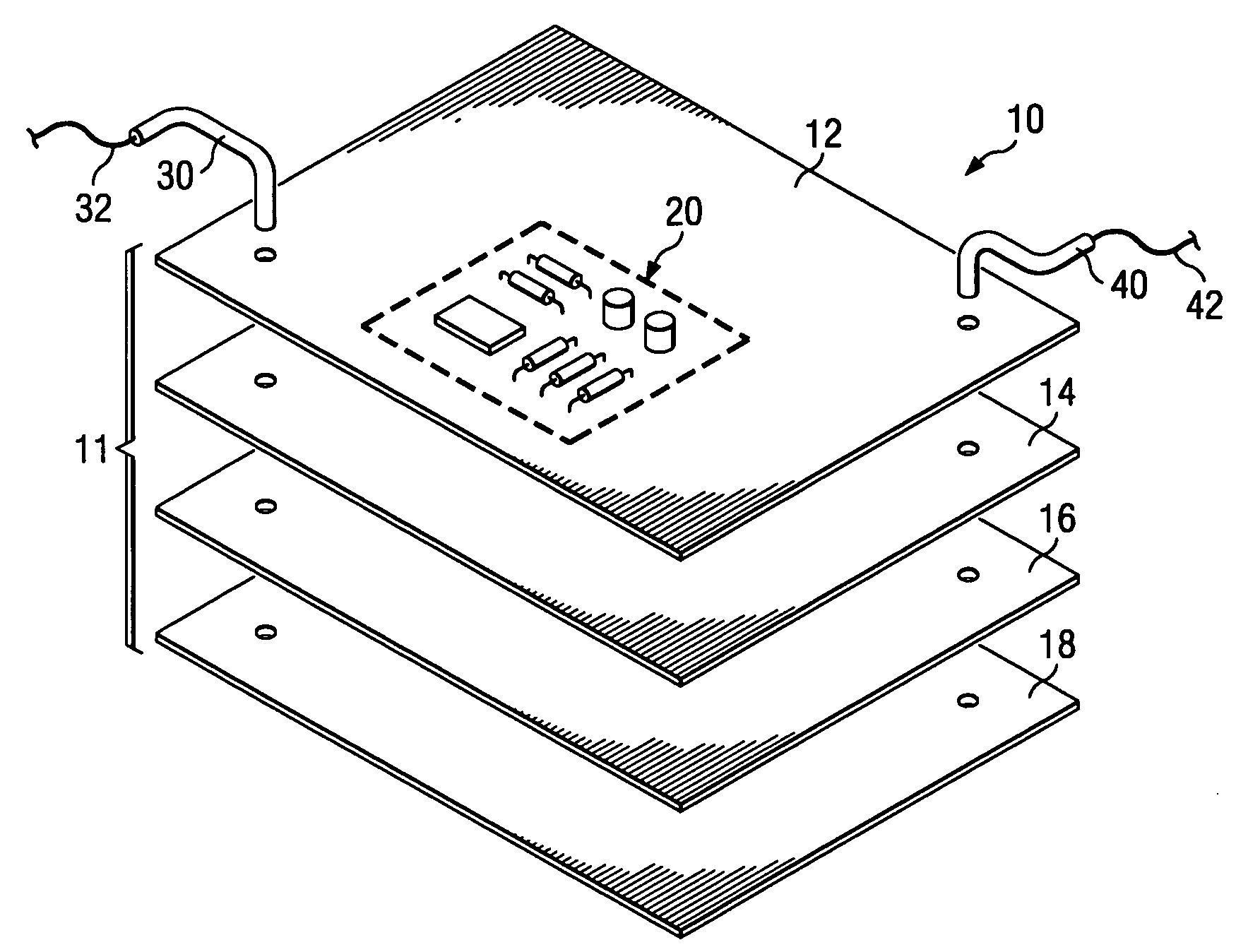 Power converter having multiple layer heat sinks