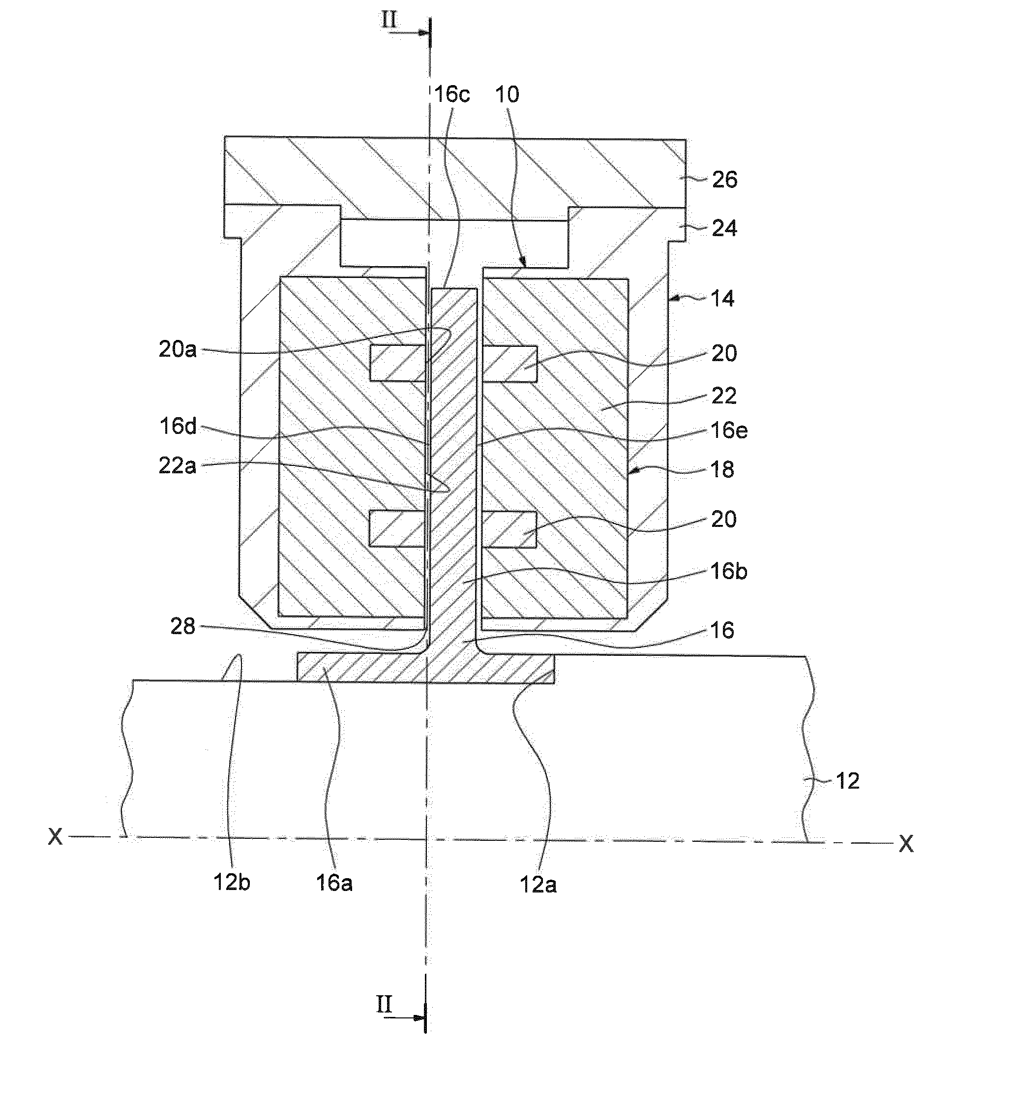 Magnetic bearing assembly having inner ventilation