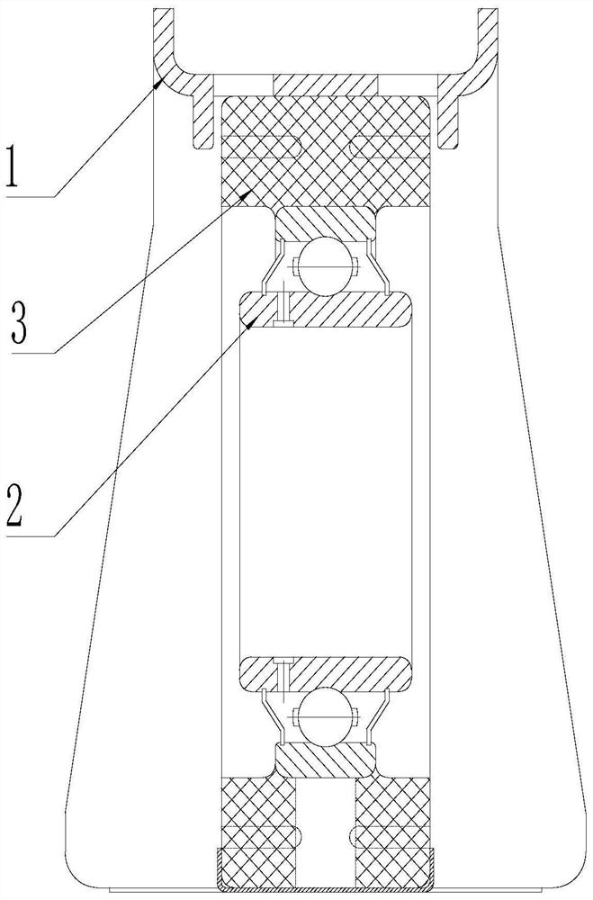 Heavy transmission shaft middle bracket assembly with rubber vulcanized on bearing outer ring