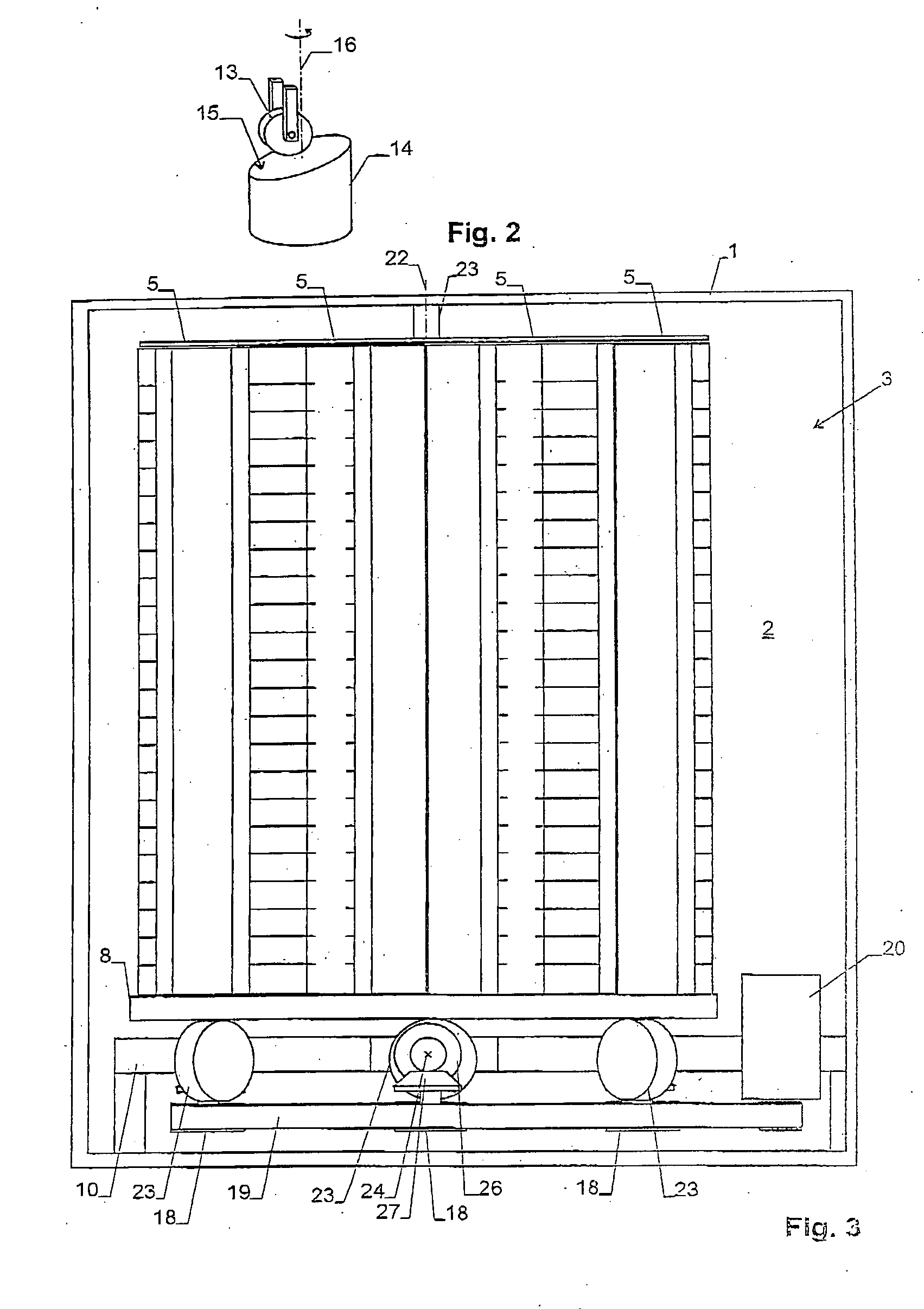 Storage device for laboratory samples having storage racks and a shaker