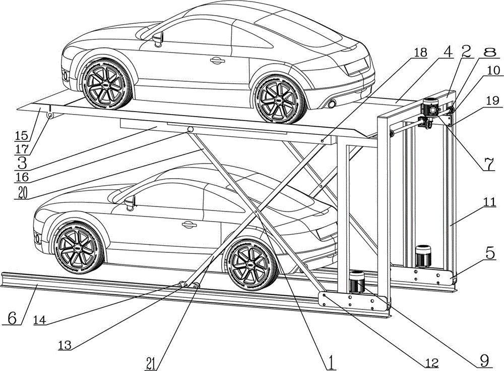 Vertical shears-fork type yielding-free stereo garage