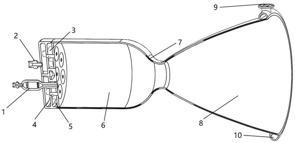 Hydrogen peroxide/kerosene rocket engine thrust chamber based on third fluid