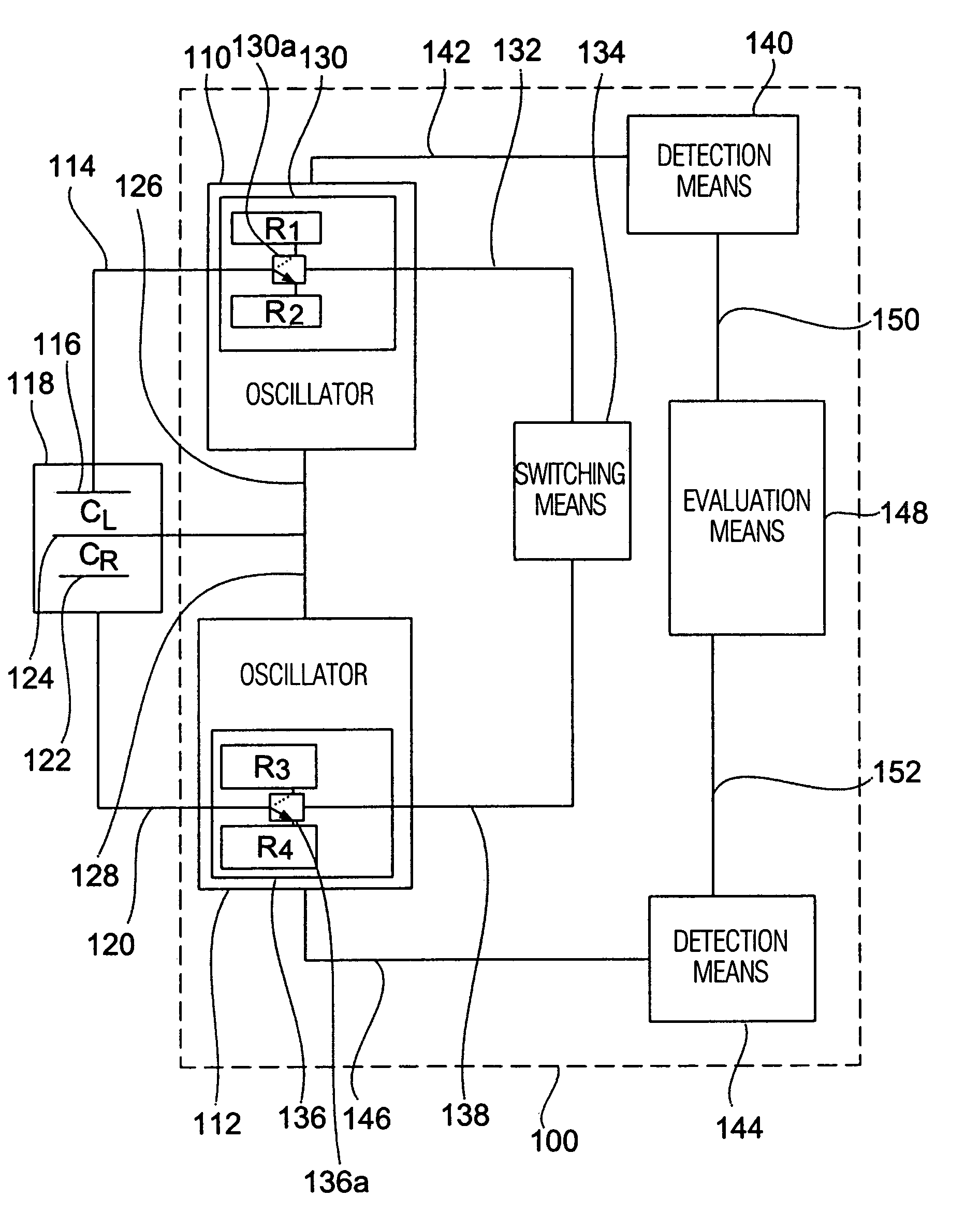 Apparatus and method for reading out a differential capacity with a first and second partial capacity