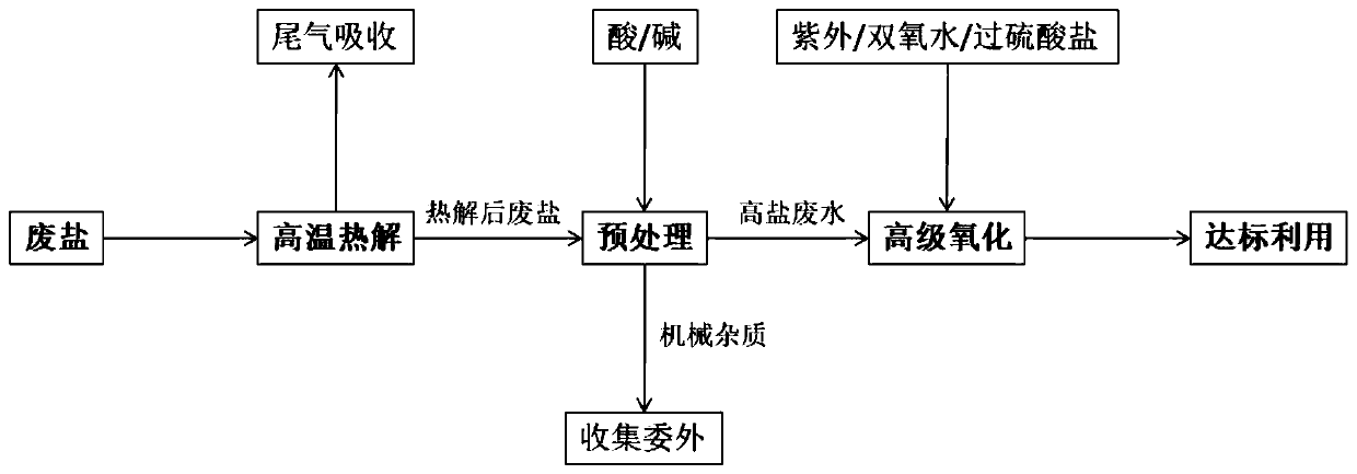 High-salinity wastewater advanced oxidation method,industrial waste salt resourceful treatment method, and equipment