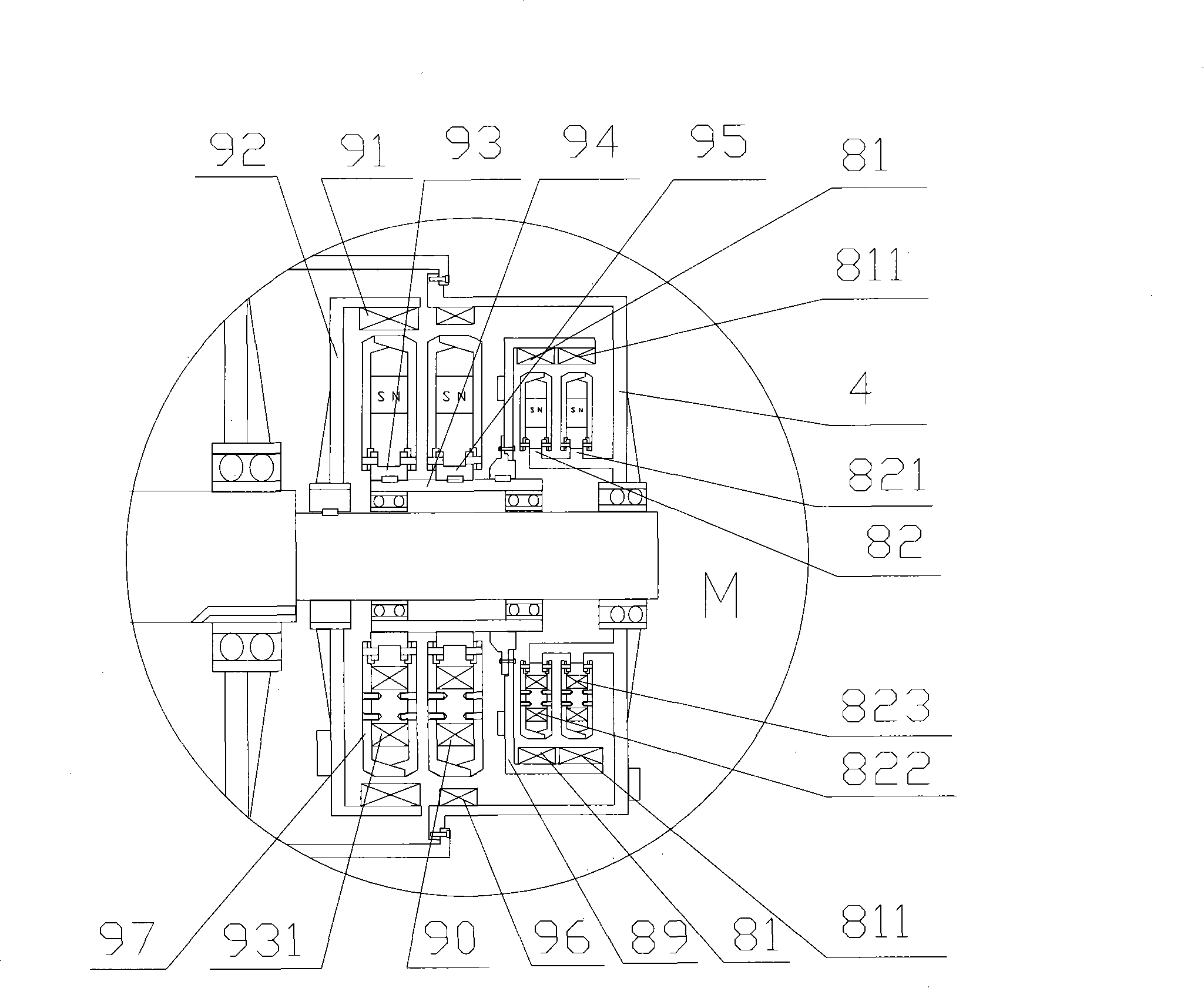 Brushless ac excitation speed-changing same-frequency generator