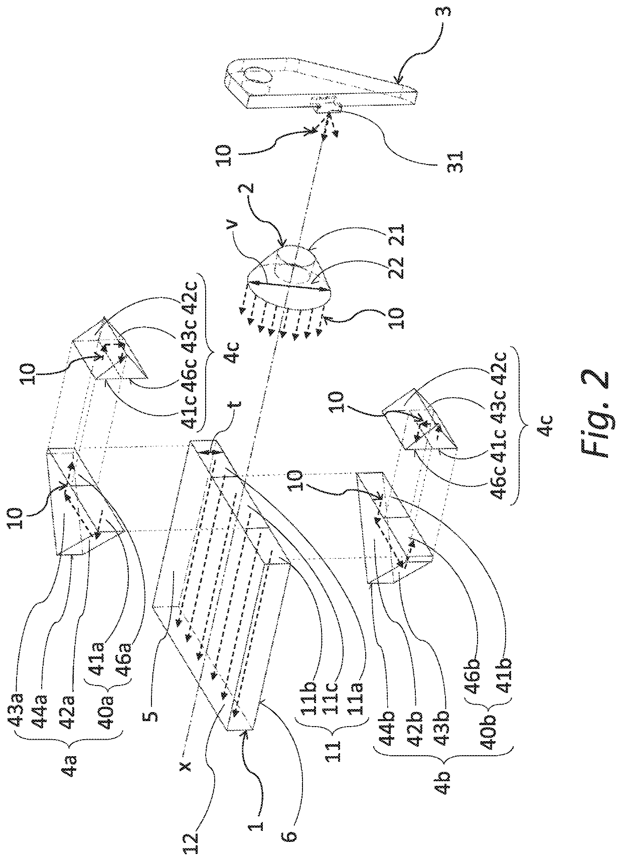 Light-conductive optical system, especially for a light device of a vehicle