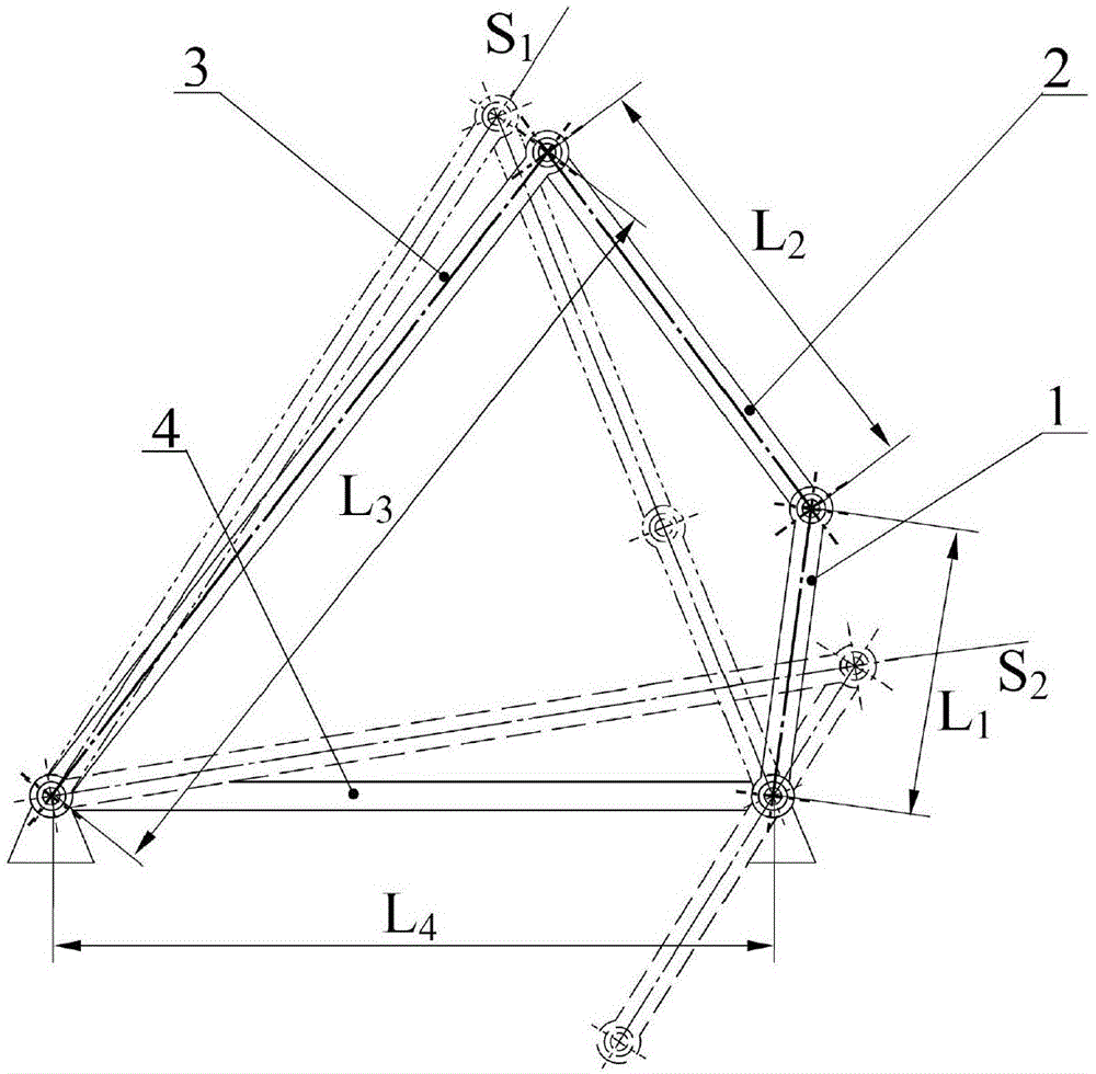 Four-connecting-rod elastic switching mechanism