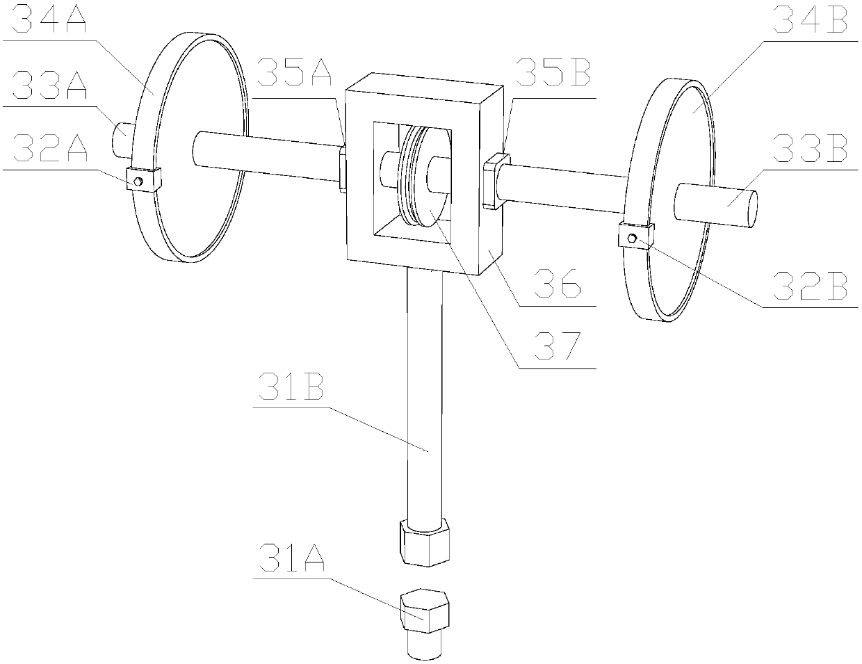 Multi-axis non-proportional fatigue test system based on centrifugal loading