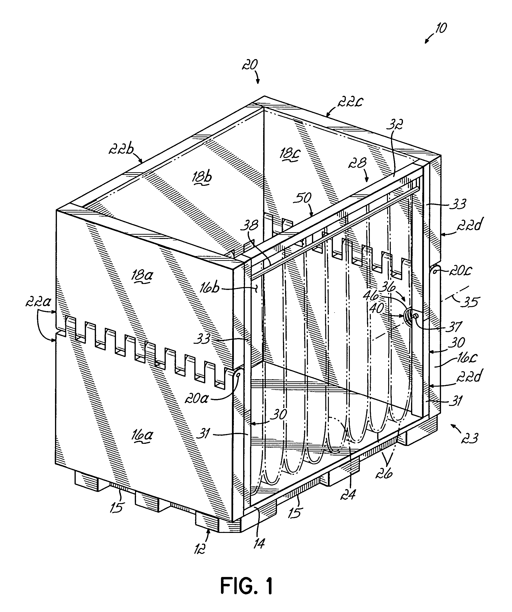 Collapsible container with dunnage erection biaser