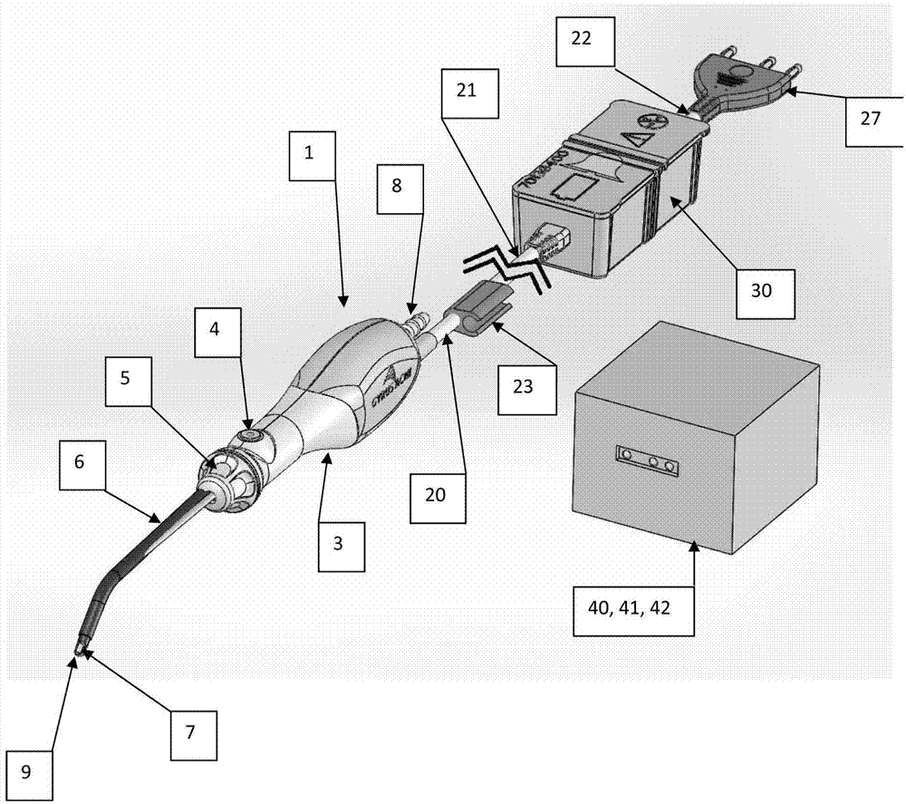 Battery pack attached to a cable