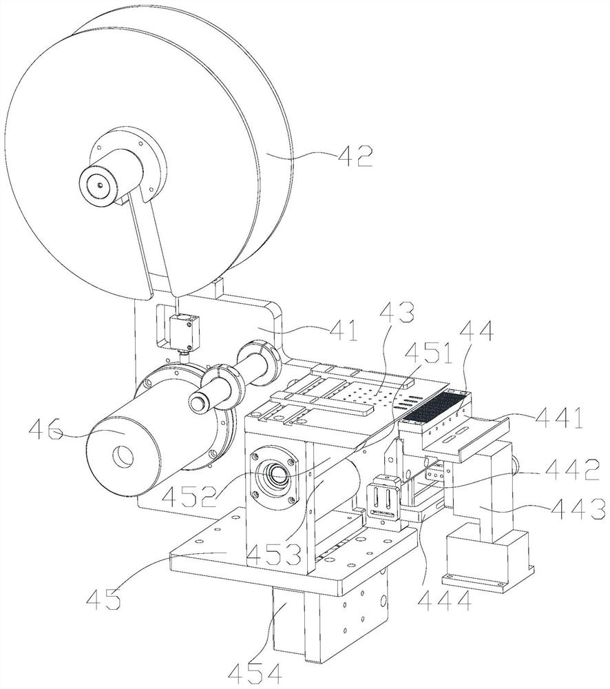 Stripping device for roll material sponge and in-shell film pasting automation equipment applying stripping device