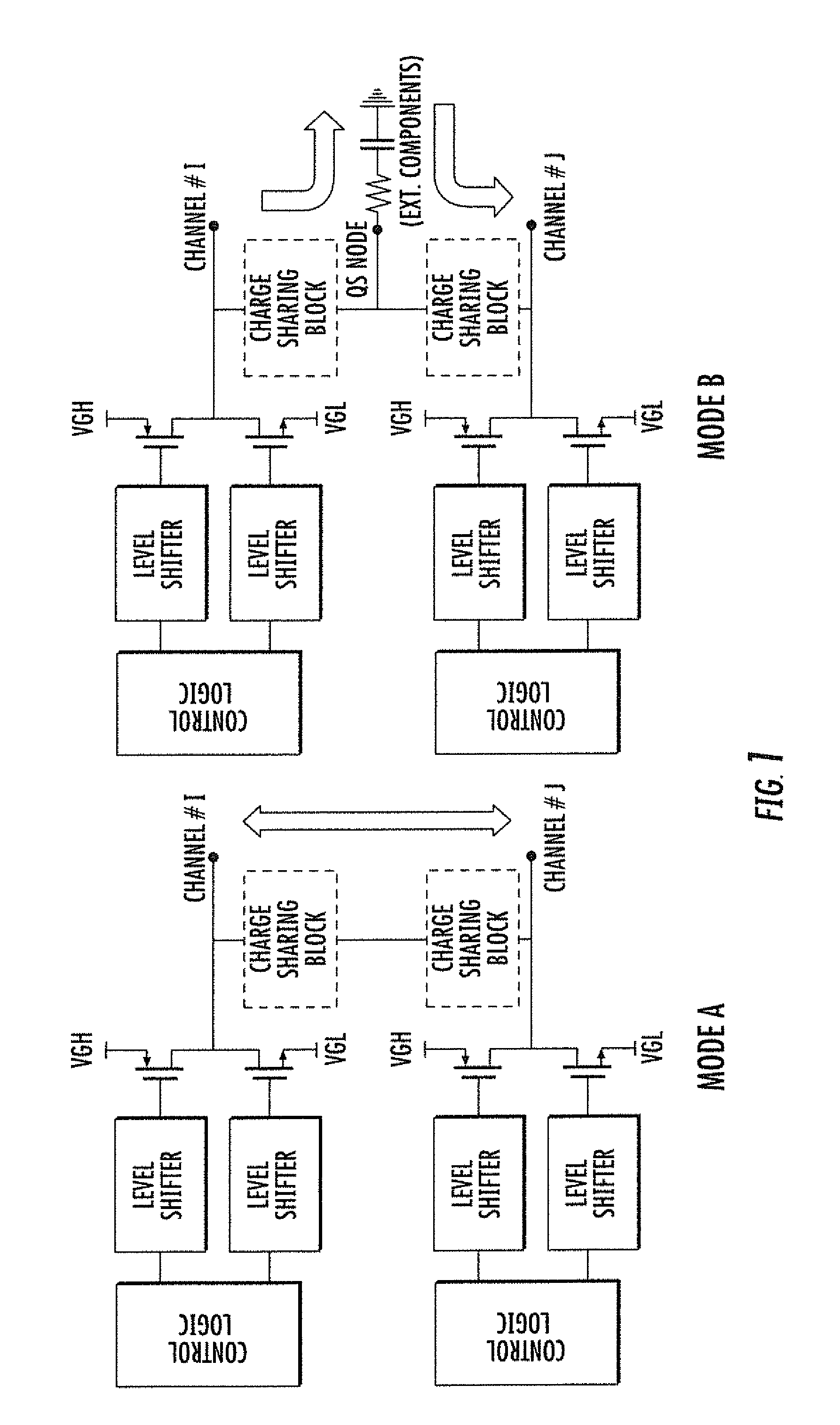 Charge-sharing path control device for a scan driver of an LCD panel