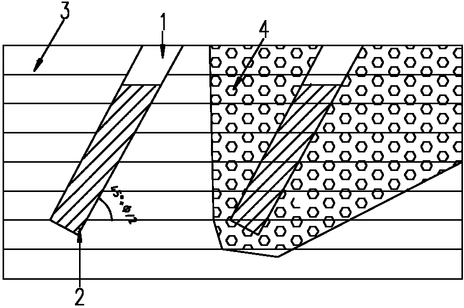 Blasting construction method based on certain angle formed between boreholes and joints