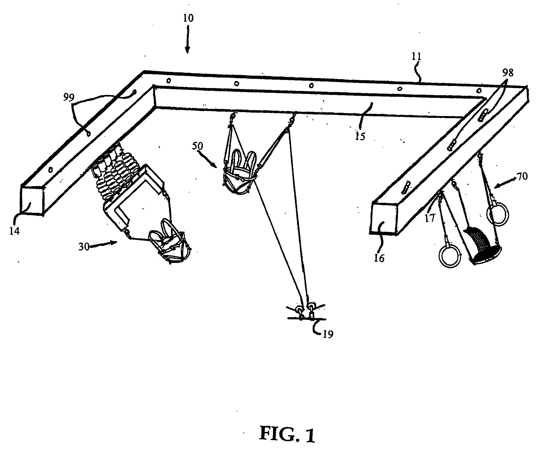 Aerial exercising device and method