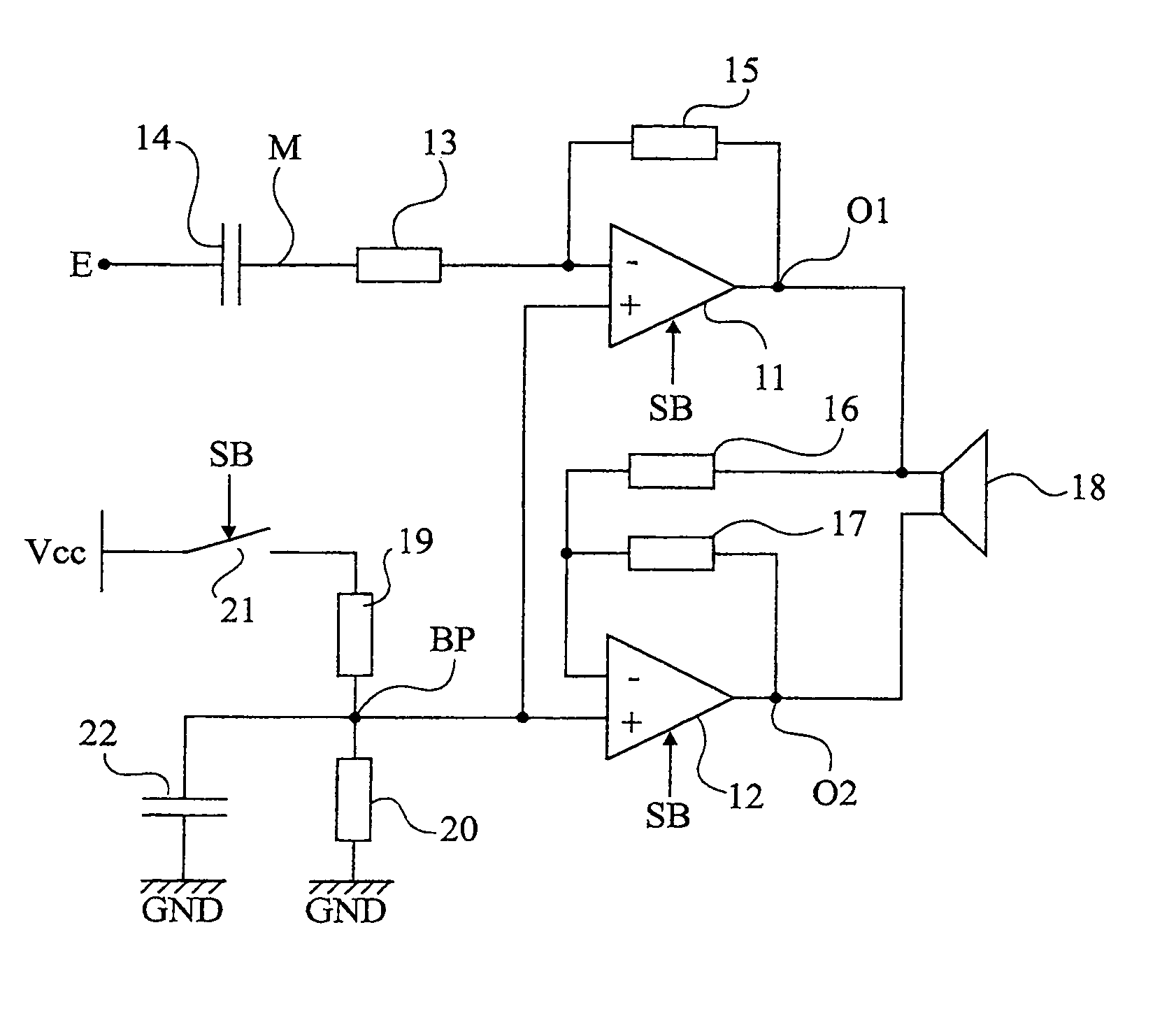 Audio amplifier circuit with suppression of unwanted noise when starting from an off or standby state