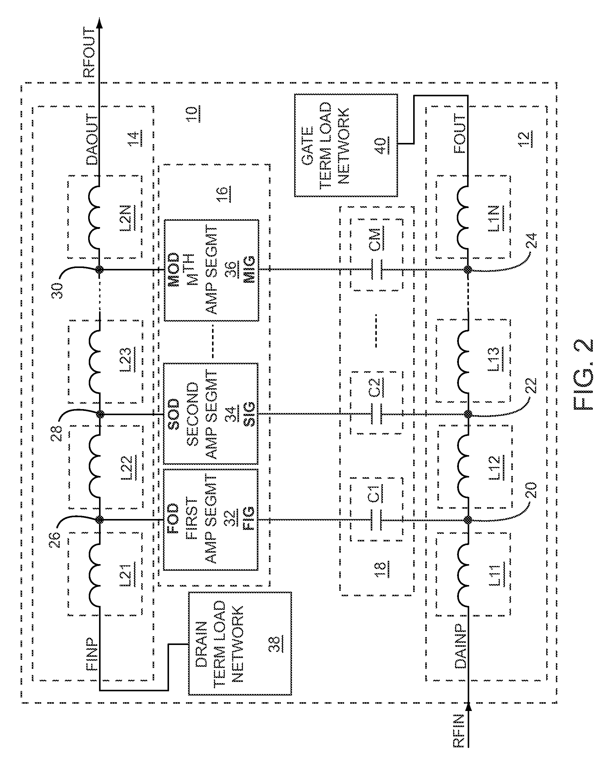 Capacitively-coupled distributed amplifier with baseband performance