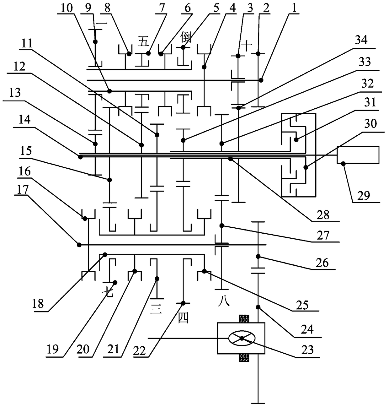 Multi-speed dual clutch transmission and vehicle