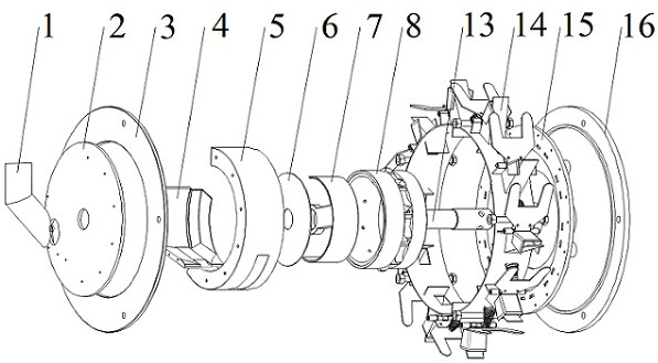 A self-clearing air-suction precision seed metering device