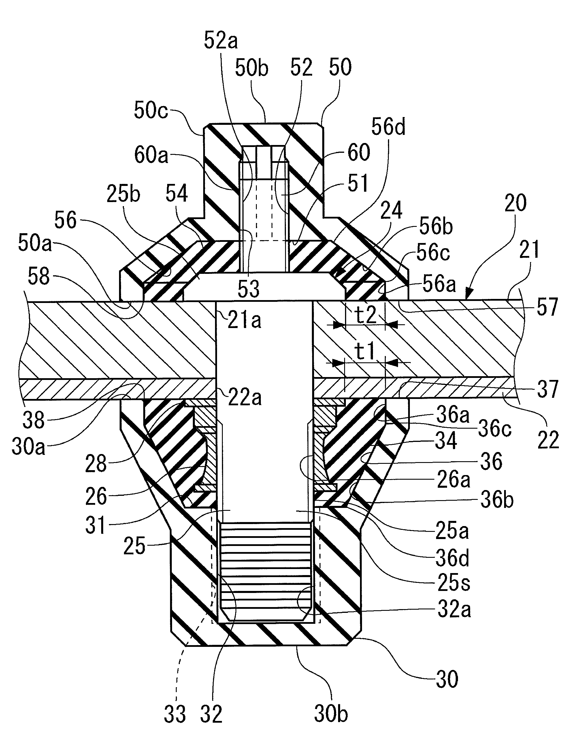 Lightning-resistant fastener, cap, fastener member, and method for attaching lightning-resistant fastener