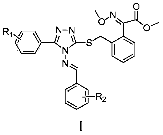 (E)-methyl 2-methoxyiminobenzeneacetate compound containing 1, 2, 4-triazole and preparation method and application thereof