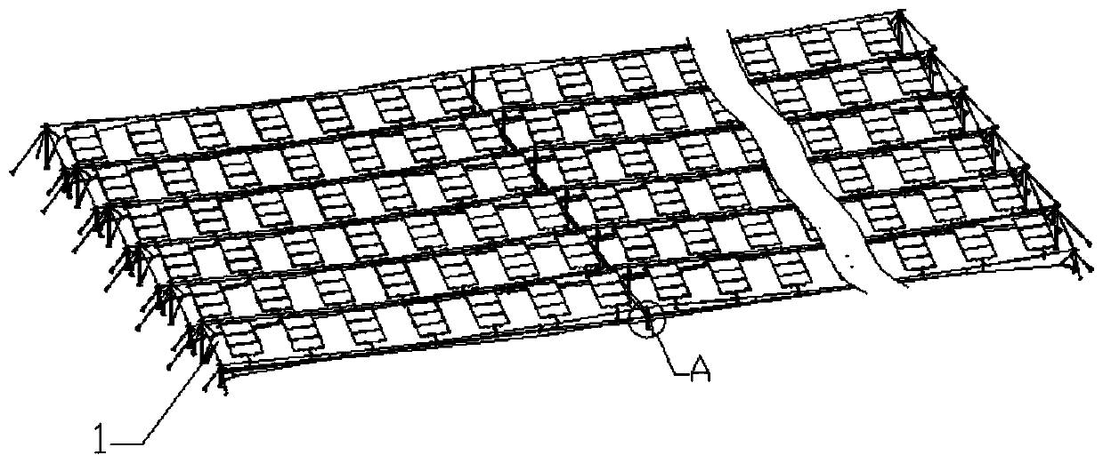 Pre-stressed flexible support inclined uniaxial tracking system