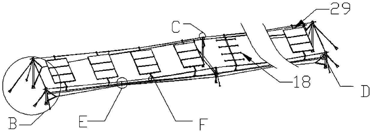 Pre-stressed flexible support inclined uniaxial tracking system