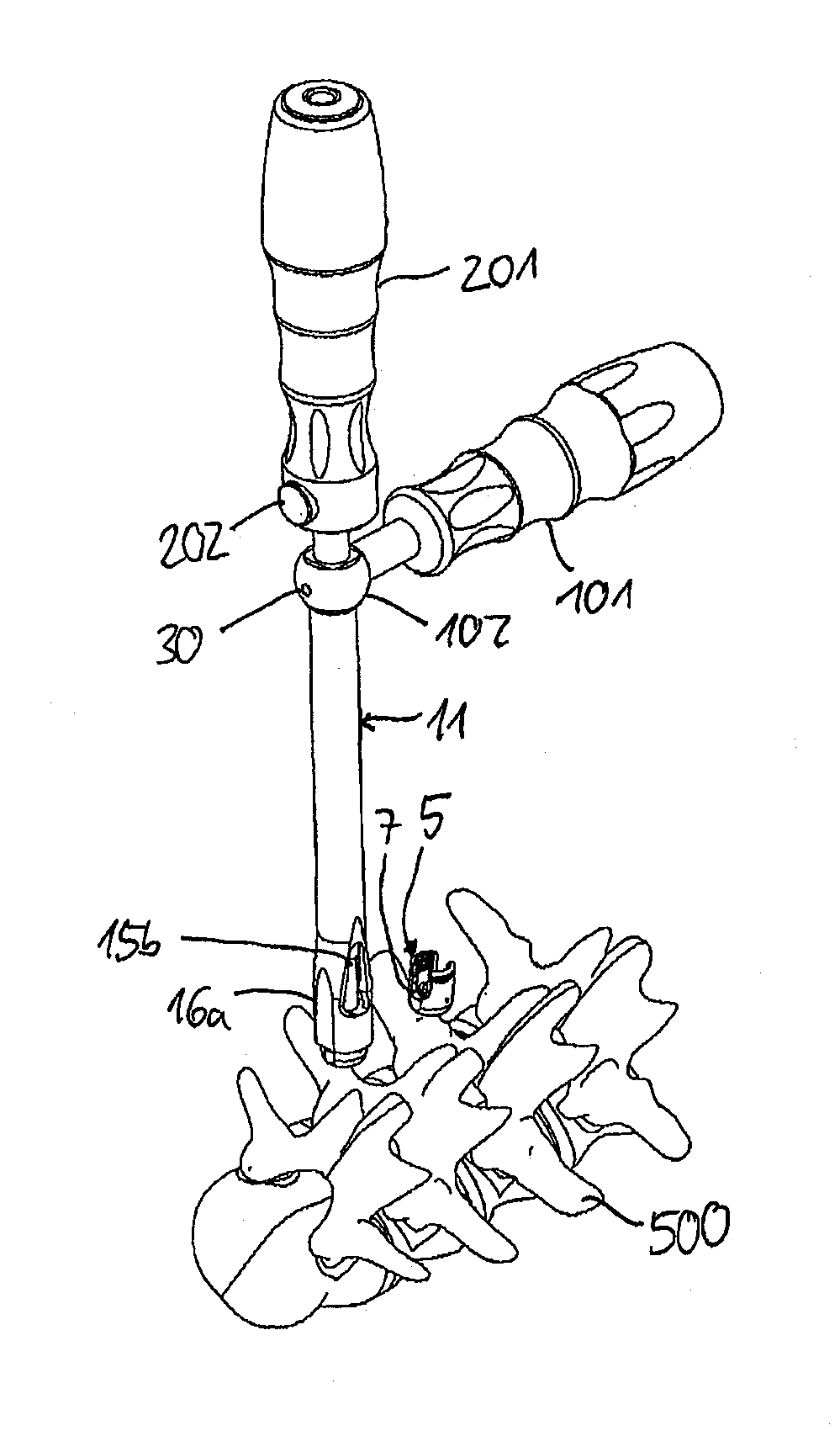 Instrument for use with a polyaxial bone anchoring device and system including the instrument and a polyaxial bone anchoring device