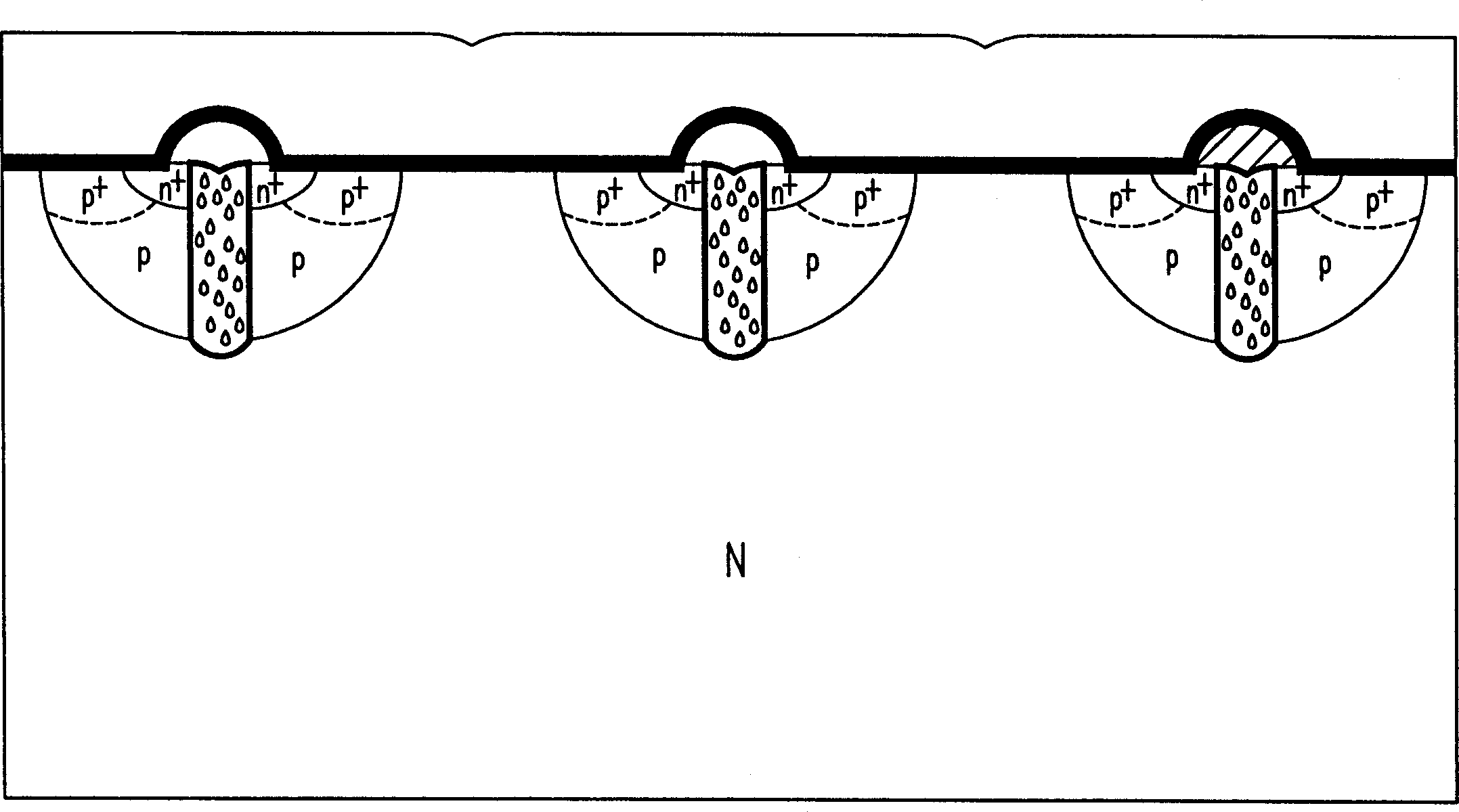 Schottky shielding dioe with low straightforward voltage drop and its producing method