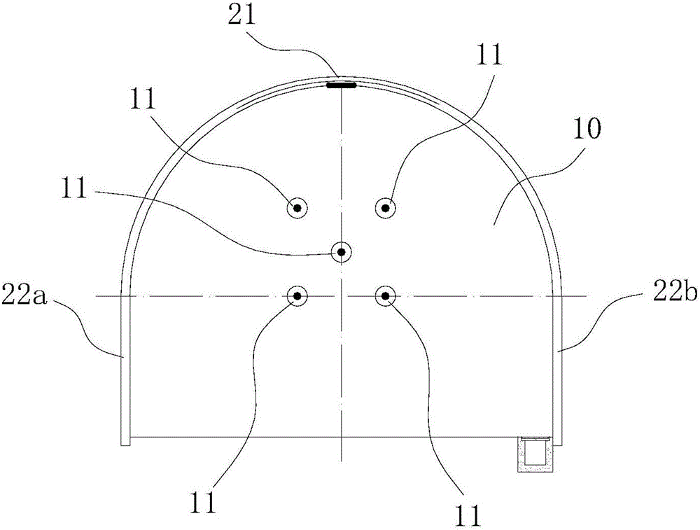 Rock cross-cut coal uncovering section coal body dust reduction and reinforcement structure and construction method thereof