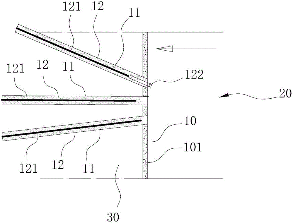 Rock cross-cut coal uncovering section coal body dust reduction and reinforcement structure and construction method thereof