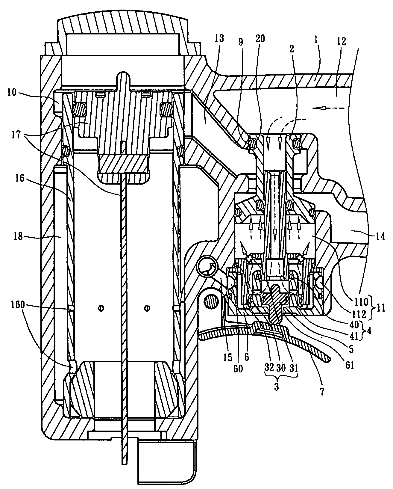 Air path arrangement for pneumatic nail gun