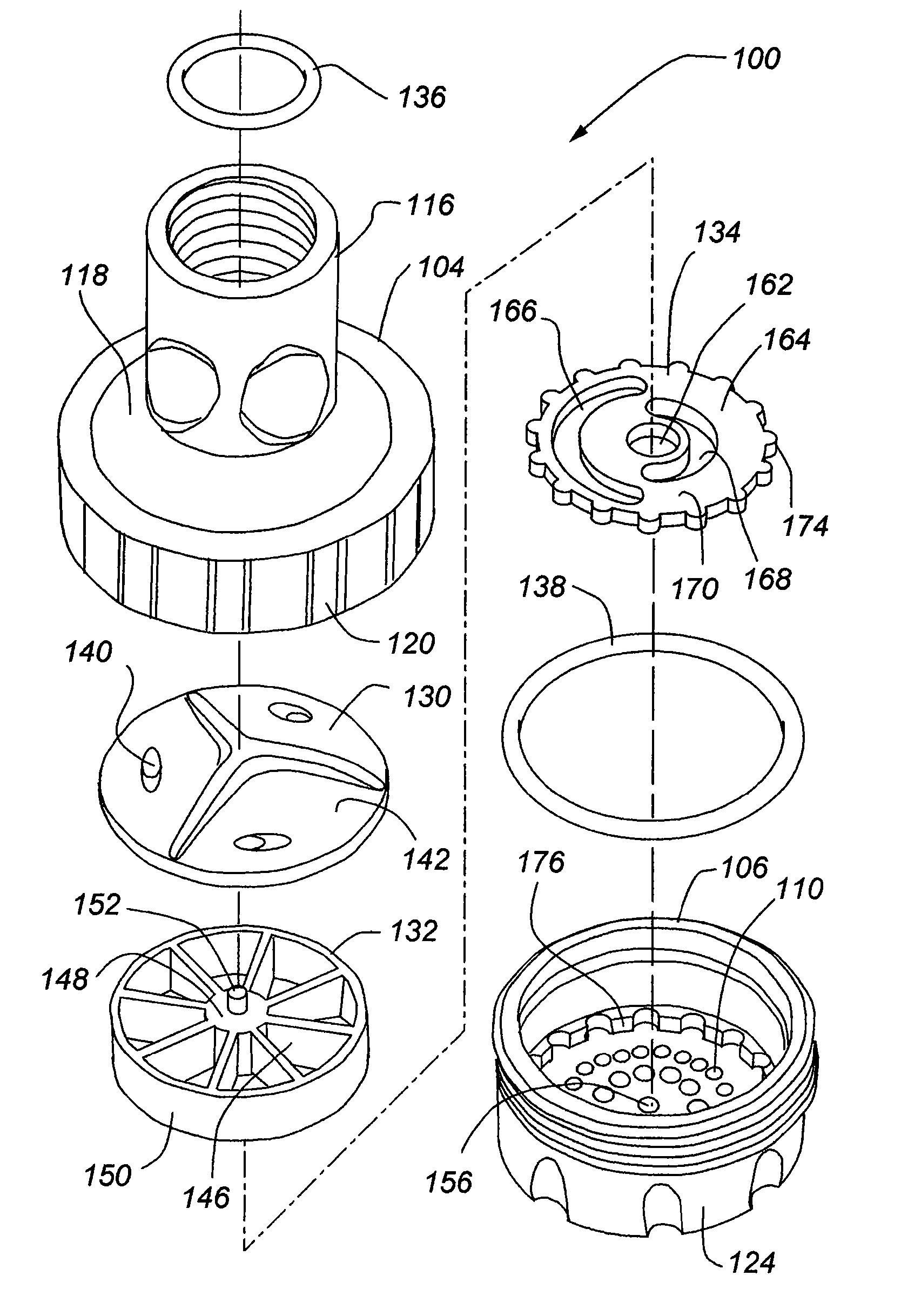 Low-speed pulsating showerhead