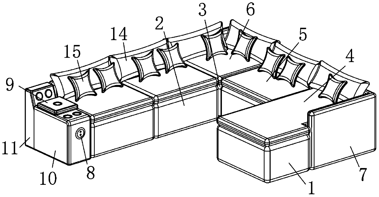 Combined sofa convenient to adjust and fix