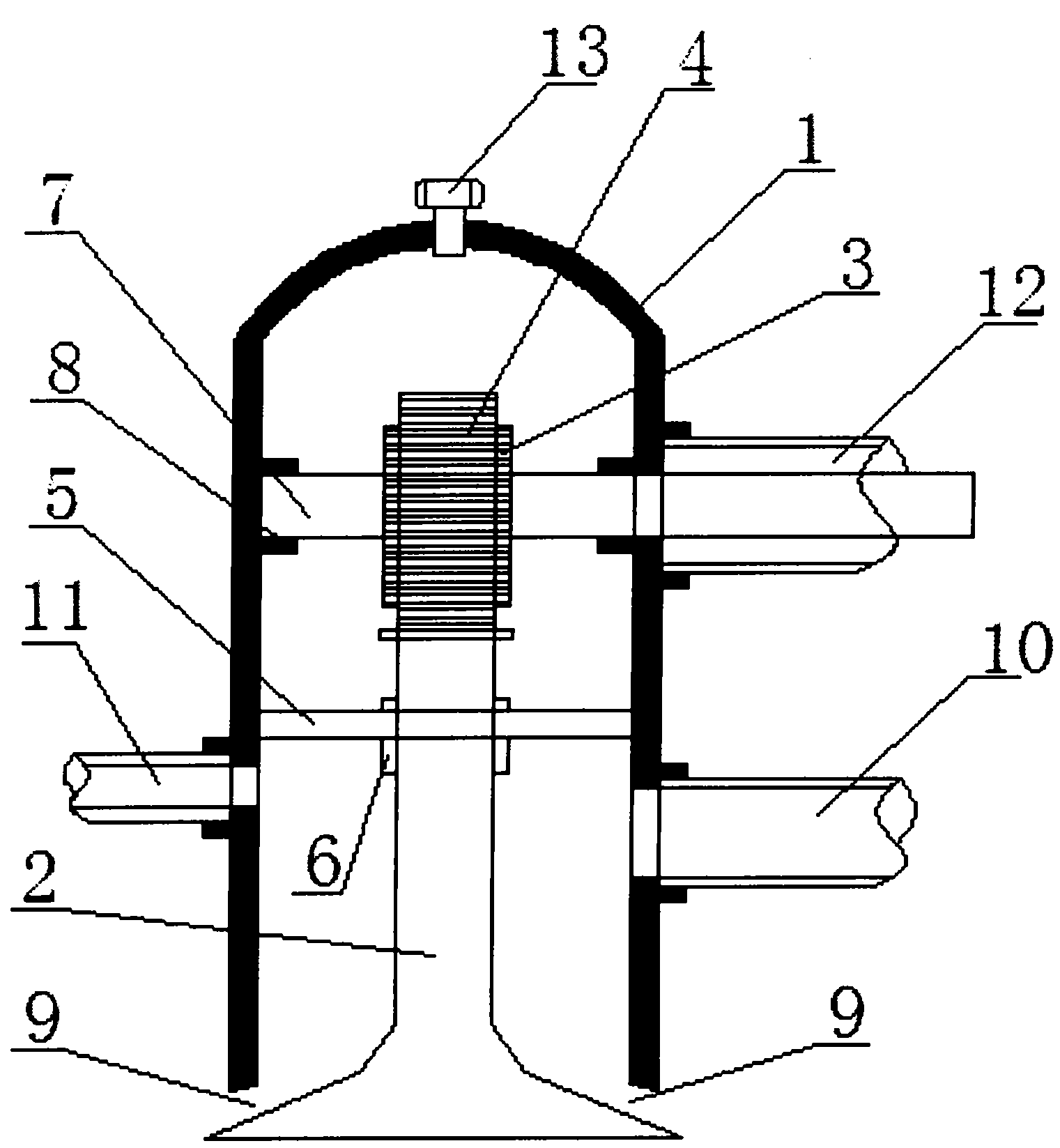 Multifunctional nozzle used for wet desulphurization and dust removal of industrial flue gas