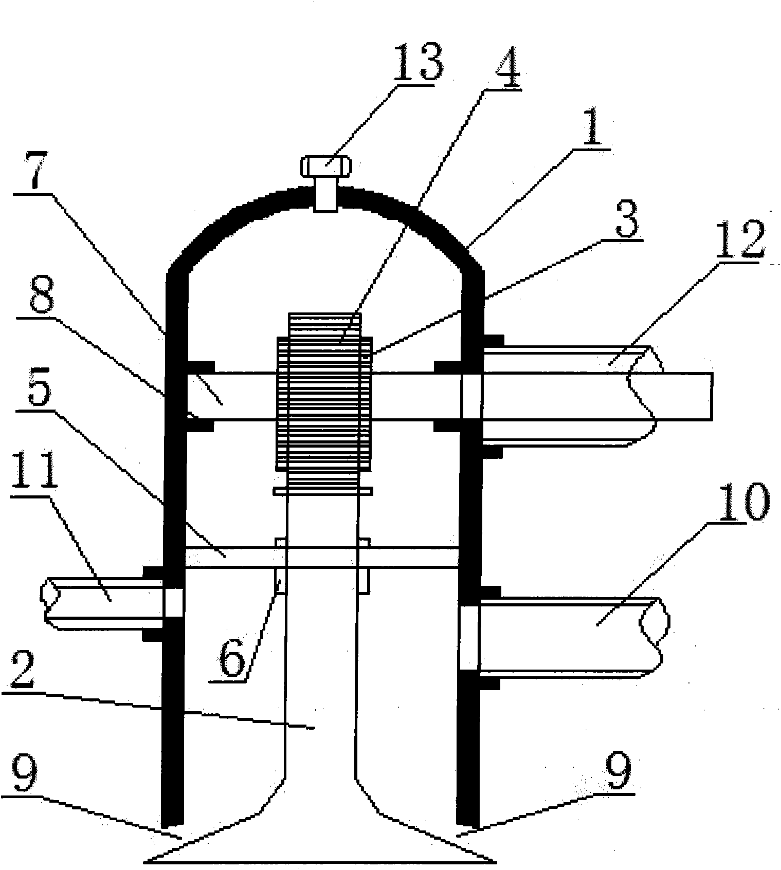 Multifunctional nozzle used for wet desulphurization and dust removal of industrial flue gas