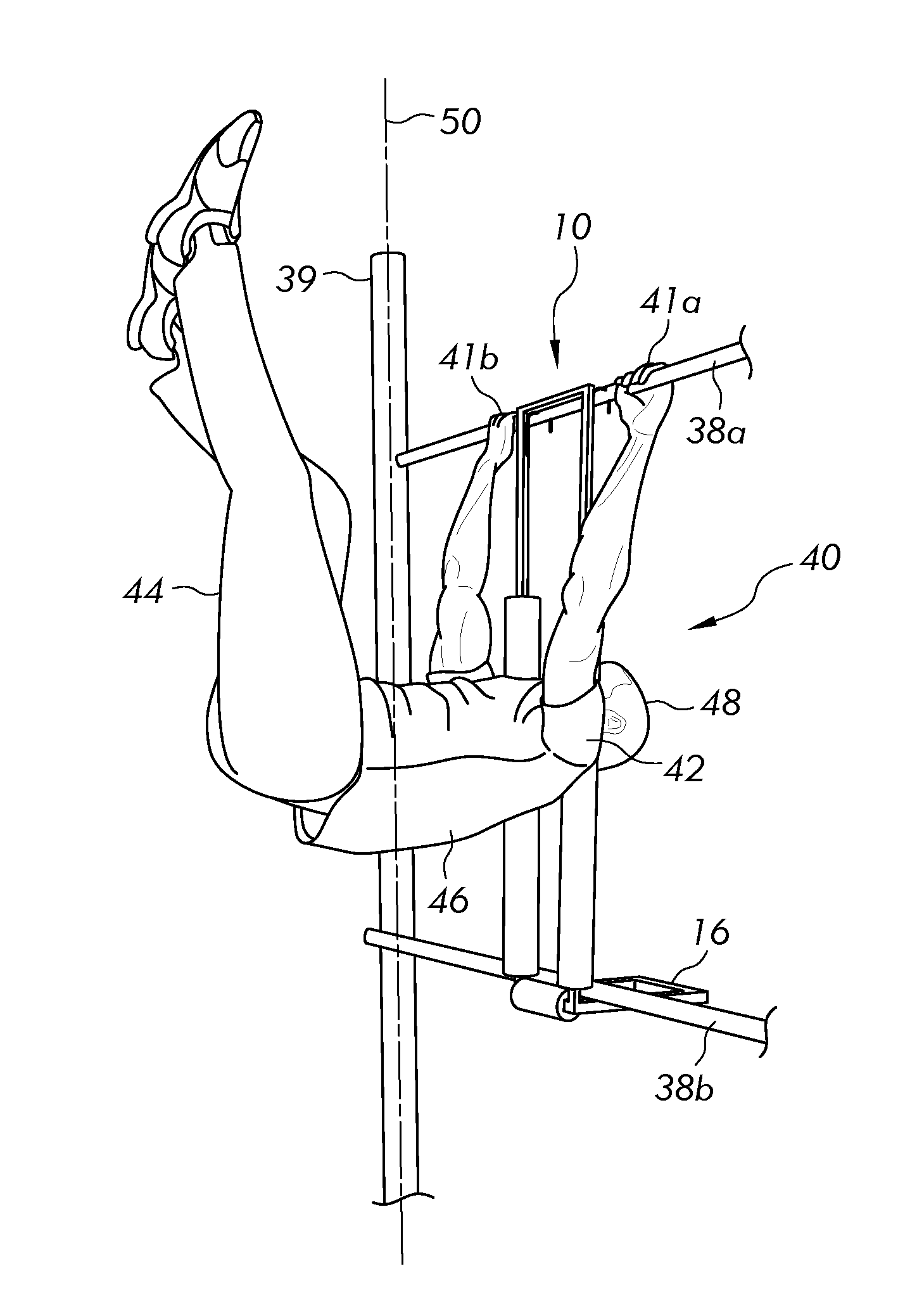 Pole vault swing-up rack