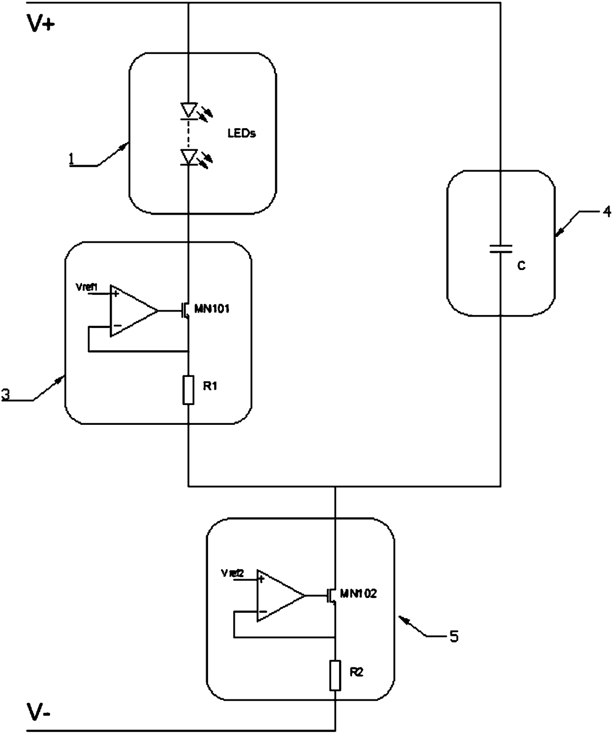 High-power-factor high-voltage non-stroboscopic LED linear drive circuit