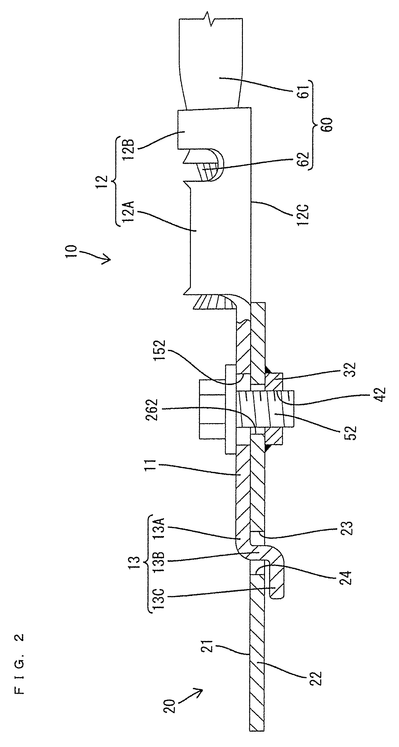 Connection structure for ground terminal fitting