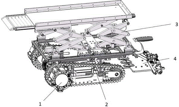 Wheel-track integrated loading building climbing vehicle for inclinable lifting platform