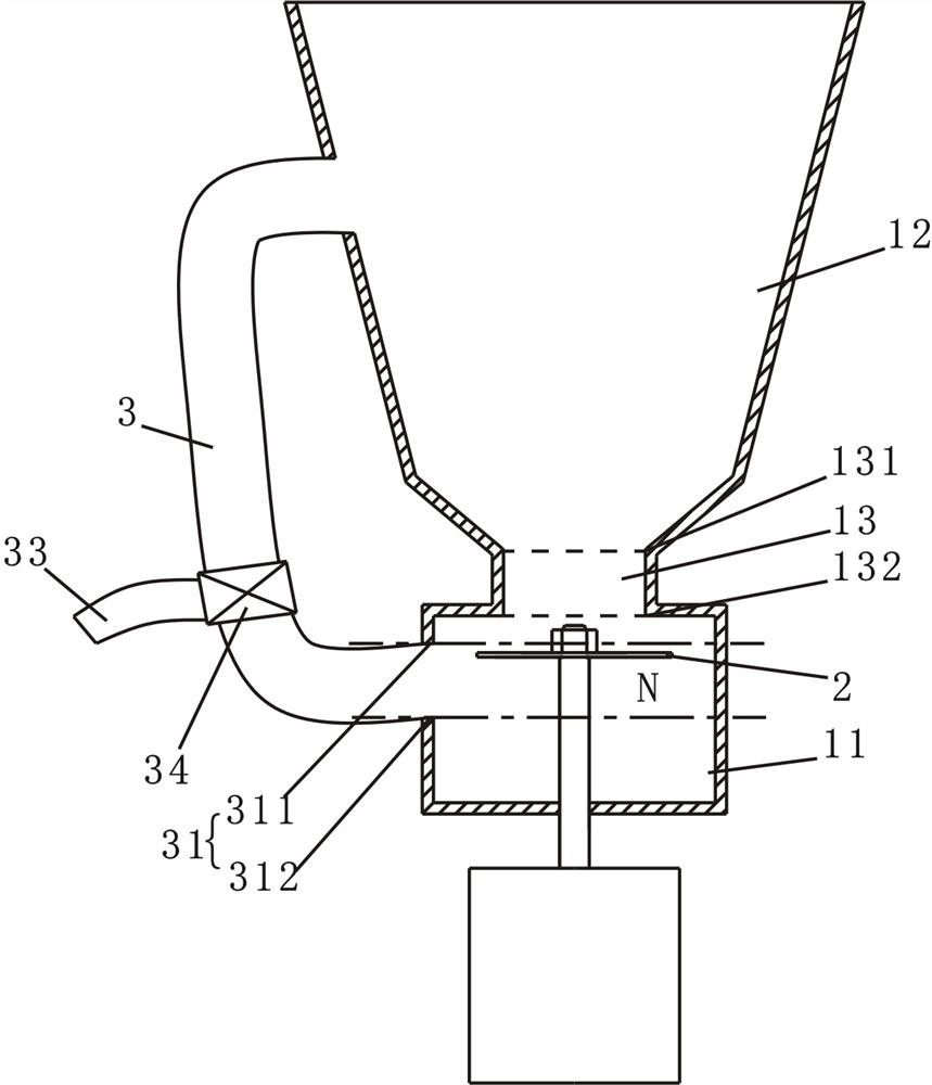 Grinding device for food processing machine and food processing machine